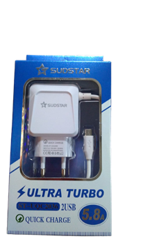 Imagen de CARGADOR MICRO USB + 2 USB  SUDSTAR 5.80 -ST-UQC2036