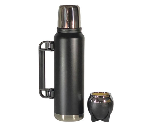 Imagen de TERMO  1200ML + MATE CUERO 150 ML ACERO INOX-QAN2132