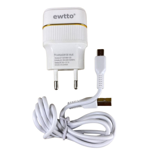 Imagen de CARGADOR MICRO USB CABLE SEPARABLE 3.1A  EWTTO E6758