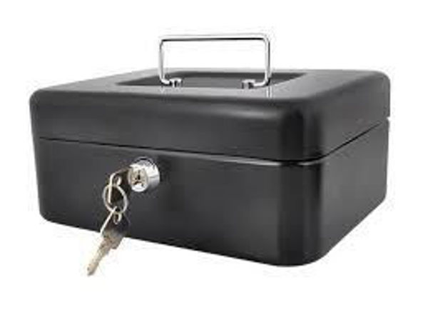 Imagen de CAJA METALICA SEGURIDAD CON LLAVE NEGRA-HC66005 20CM  -JT200