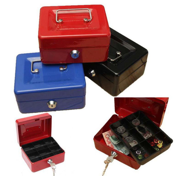 Imagen de CAJA METALICA  SEGURIDAD CON LLAVE-HC-66003 150M -JT150-AZUL