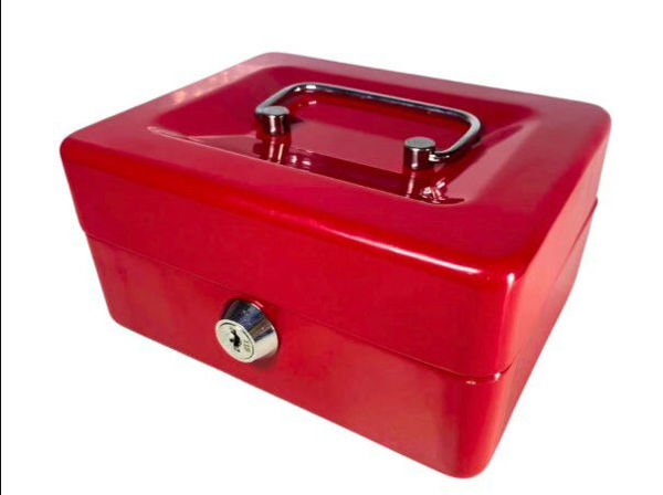 Imagen de CAJA METALICA SEGURIDAD CON LLAVE-HC66002  JT125-ROJA