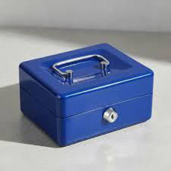 Imagen de CAJA METALICA SEGURIDAD CON LLAVE-HC66005 20CM -JT200- AZUL