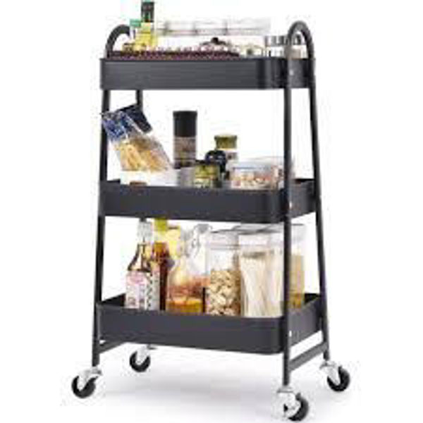 Imagen de CARRITO GRANDE 3 ESTANTES NEGRO 78x33x44CM RS0352