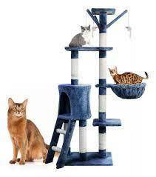 Imagen de RASCADOR TORRE 5 NIVELES GATO EN FELPA Y SISAL GRIS- ZA142