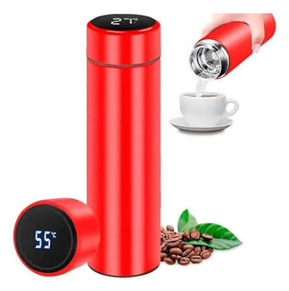 Imagen de TERMO 500ML CON TERMOMETRO DIGITAL ROJO- TZ500