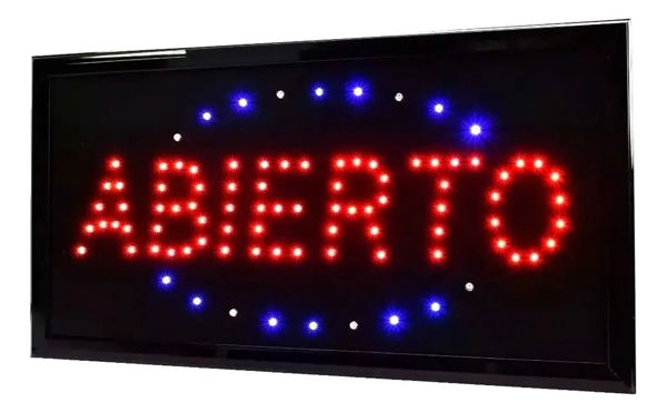 Imagen de Cartel Led Luminoso Abierto Directo Azul Y Rojo S Color Negro Electroland Cartelab