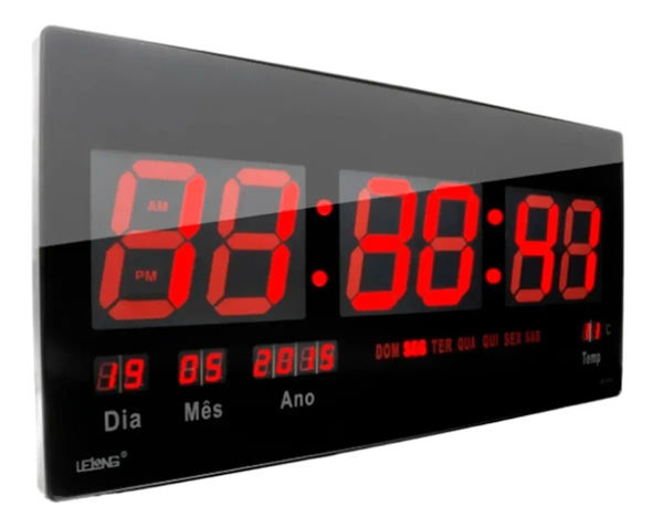 Imagen de Reloj De Pared Digital Led Grande De 45.5 Cm De Academia Hospital Negro