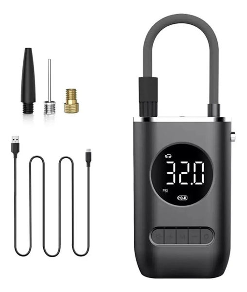 Imagen de Inflador De Llantas Portable Compresor Carro Moto Balon Color Negro Fase Eléctrica Monofásica 52 Bits 110v/220v