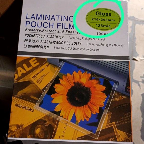 Imagen de LAMINAS X100 PARA PLASTIFICAR 216X303MM 125 MIC-DYZ356